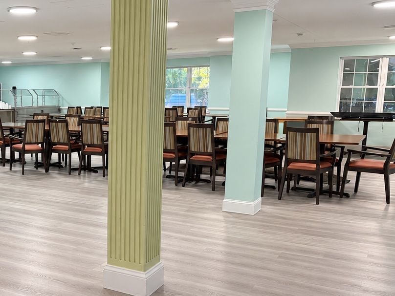 The seating area of the dining room at Oak Grove Recovery in Westerville, Ohio