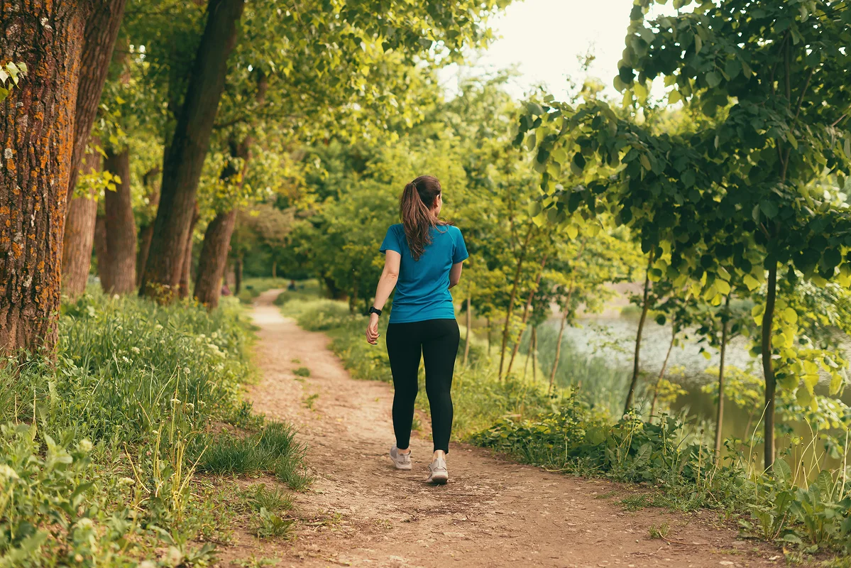 Person walking in the middle of the woods