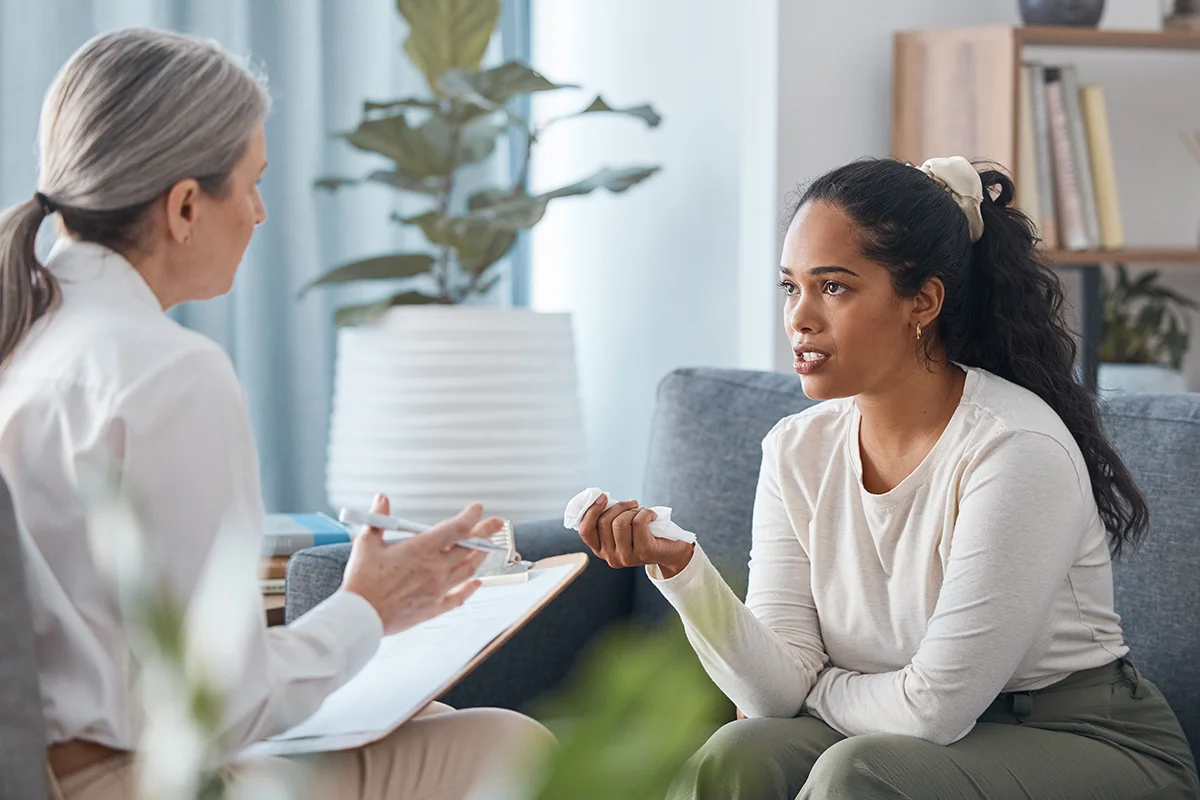 Two people talking about medical detox