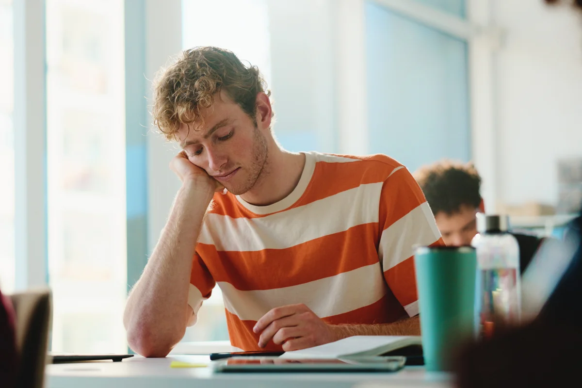 Man with ADHD struggling to focus