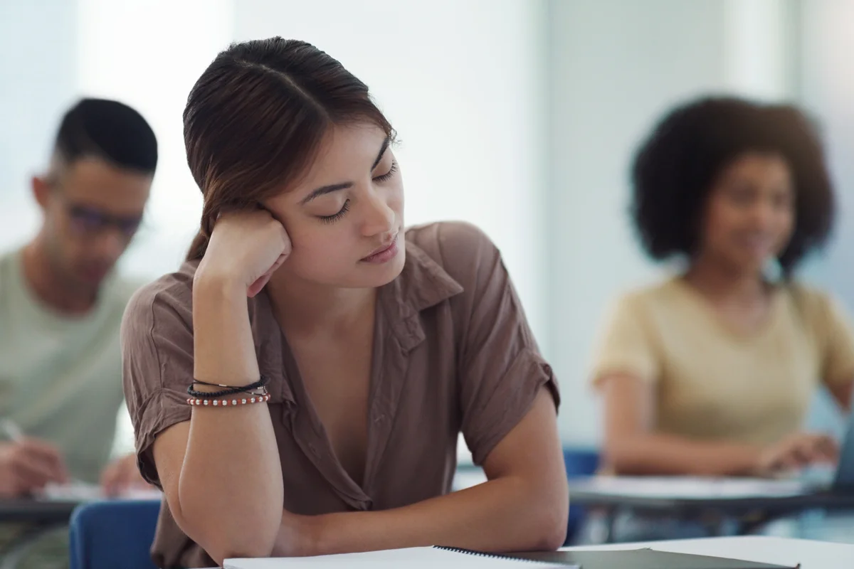 Woman trying to focus