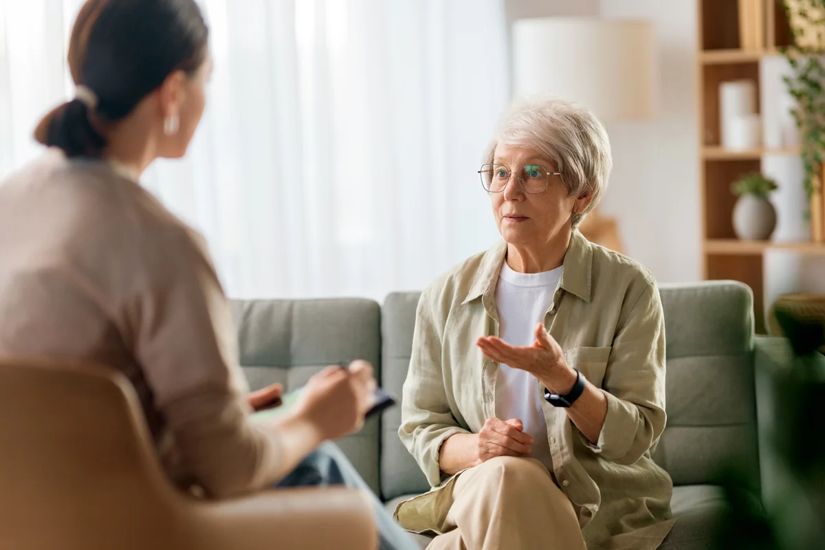 Woman having a conversation with another