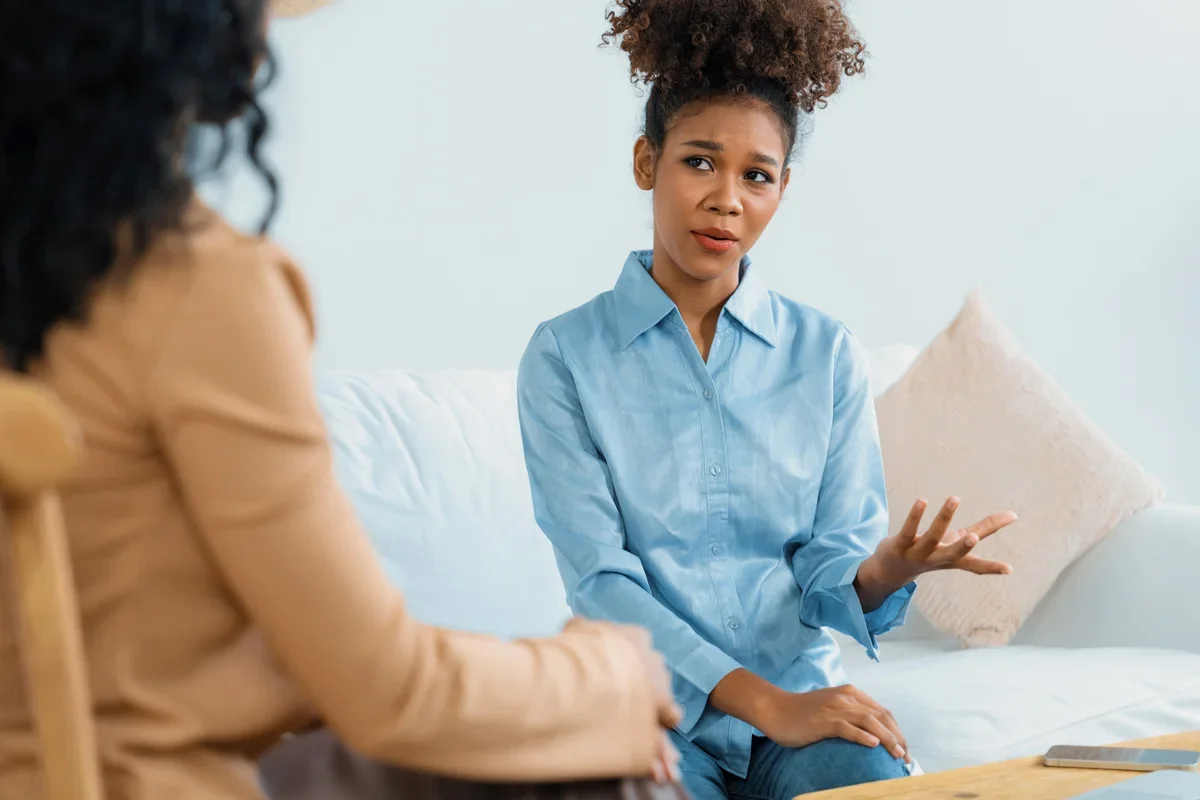 Woman having conversation in therapy